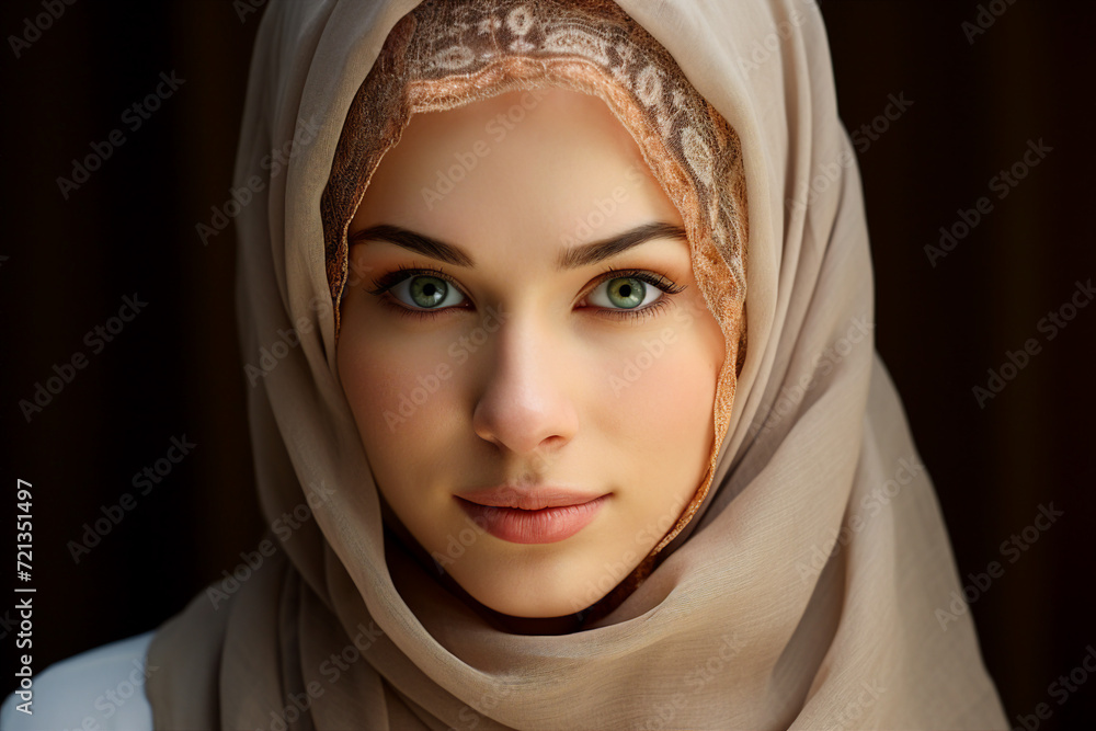 Generative AI technology conceptual picture Young confident arabian asian muslim woman in abaya hijab Generative AI technology conceptual picture Young confident arabian asian muslim woman in abaya hijab