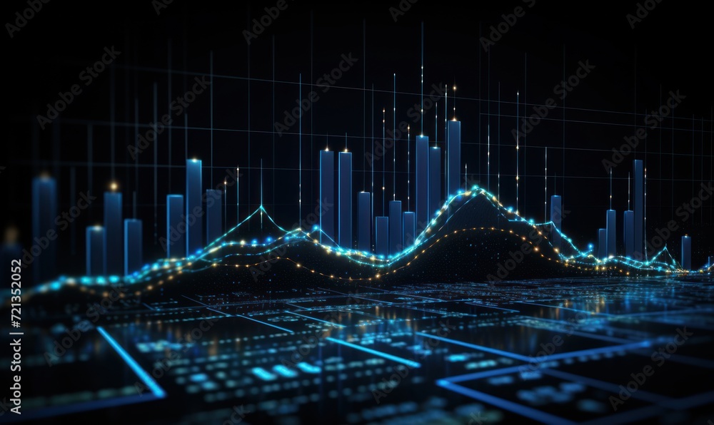 Naklejka premium financial stock market graph on technology abstract background. Finance and investment concept