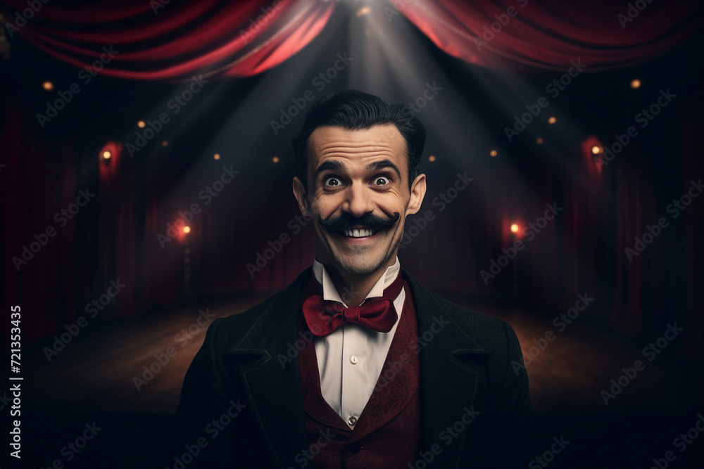 Fototapeta premium Scary and beautiful circus theme conceptual portrait Generative AI technology man woman performers