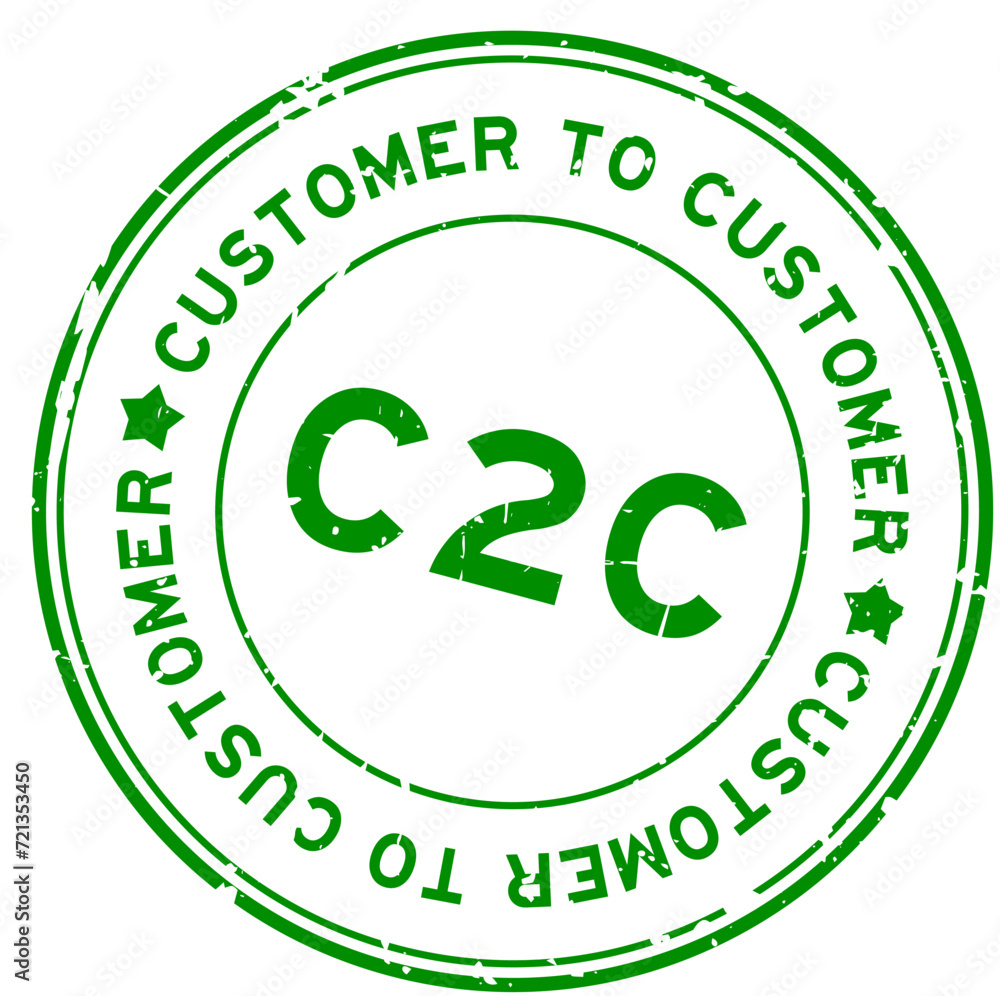 Grunge green C2C customer to customer word round rubber seal stamp on white background Grunge green C2C customer to customer word round rubber seal stamp on white background