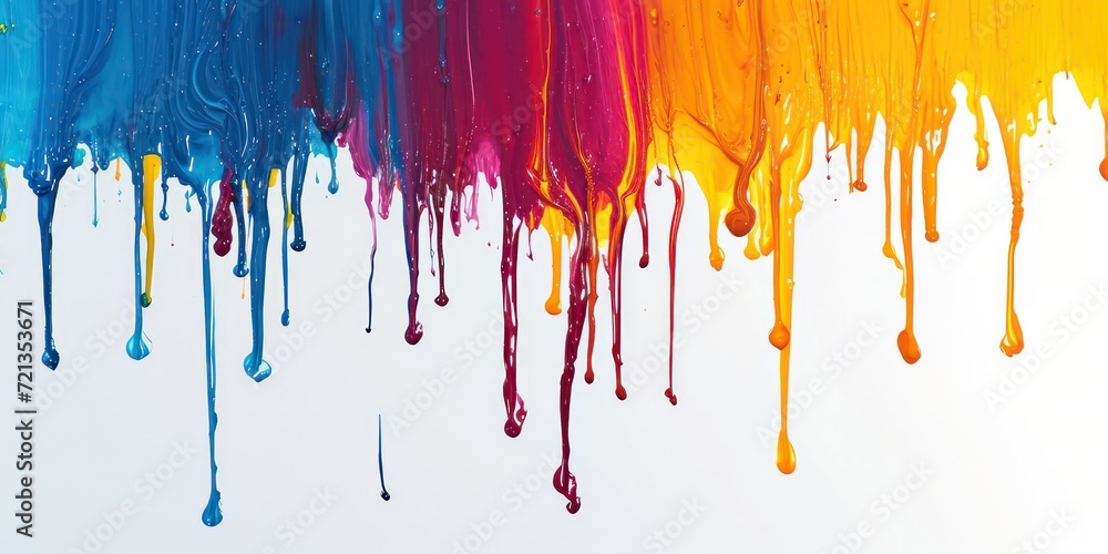 Colorful ink dripping on top. - obrazy, fototapety, plakaty 