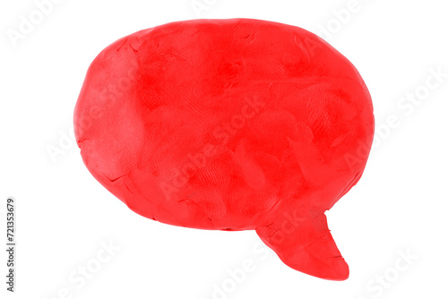 Red speech bubble plasticine isolated on transparent background