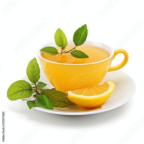 a lemon tea, studio light , isolated on white backgroun