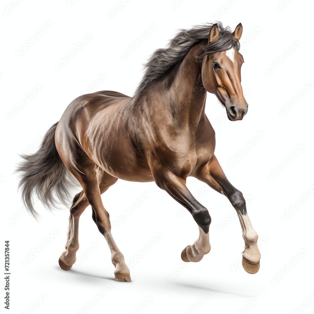 a horse, studio light , isolated on white background,