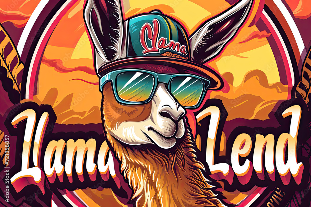 Curve Lama Alpaca face avatar. Animal emoji