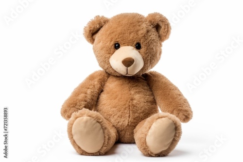 Brown teddy bear on white background photo