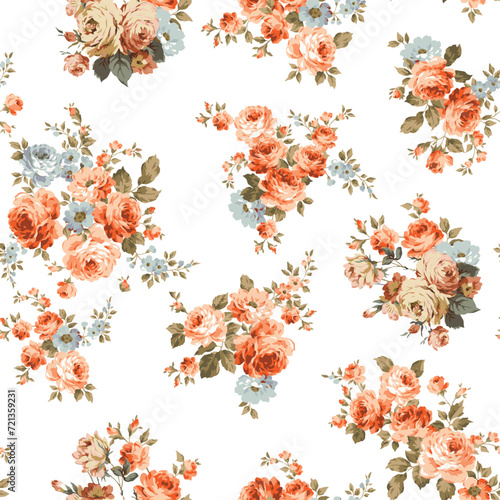 floral pattern, seamless pattern, vintage pattern, all over design, flower all over, flower bunch pattern, big flower.