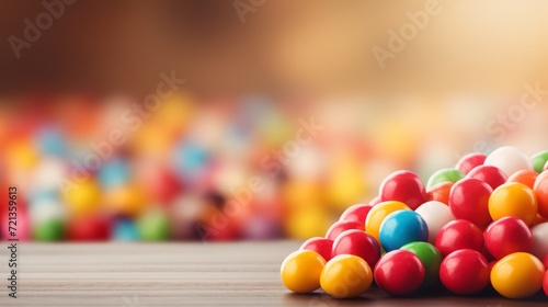 Colorful Skittles candy close up texture wallpaper. Free space for text. Candy like skittles. SmartSweets Sour Blast Buddies. Horizontal banner format photo