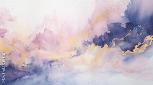 Abstract luxury wallpaper with purple, pink and blue watercolor. Premium design with gold shades and drops for banner, covers, wall art, home decor and invitation, generative ai © OP38Studio