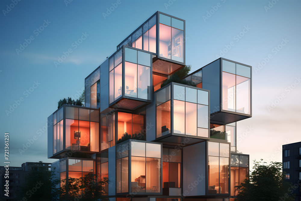 Modernist Cube Condos with Geometric Facades
