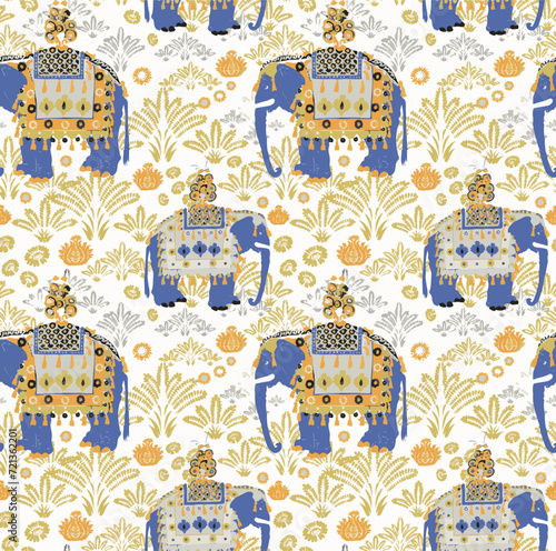 seamless kalamkari mughal pattern