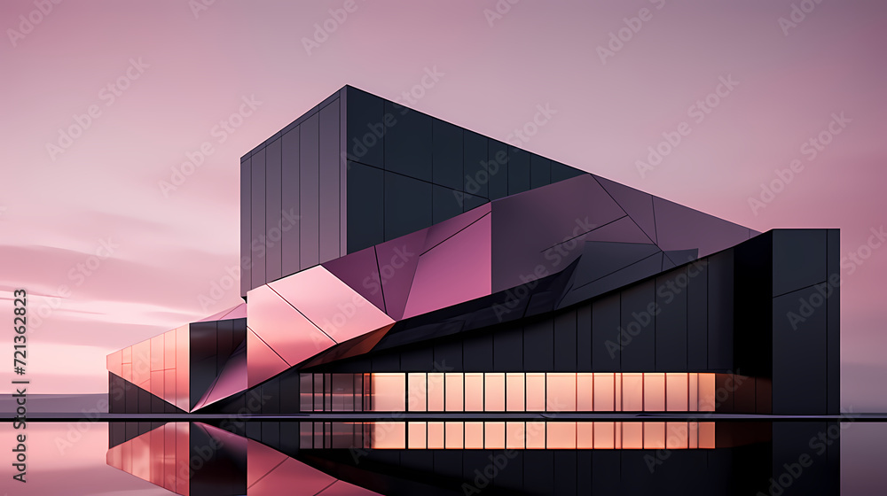Modern polygonal building exterior design, future architecture Modern polygonal building exterior design, future architecture
