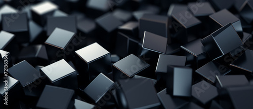 Tumbled Black Cubes with Textured Surfaces