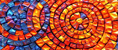 Radiant Spiral Mosaic of Chromatic Cubes