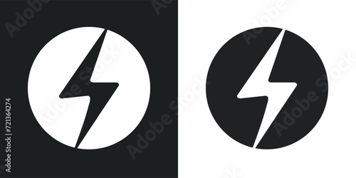 Flash thunder power icon. Flash lightning bolt icon Electric power icon symbol. Lightning, electric power vector design style. Symbol energy