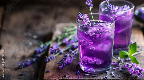 Violet lavender bloom nectar in a cup. Premium image.