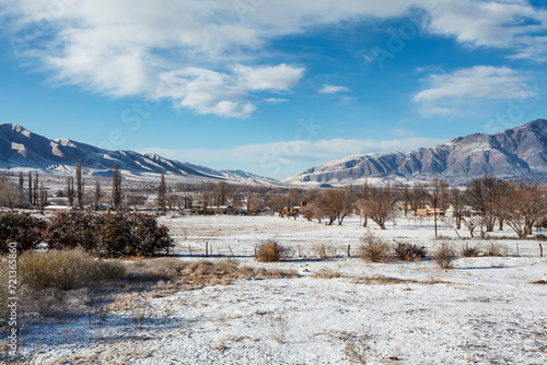 Snow mountain landscape in Tafi del Valle, Tucuman, Argentina photo