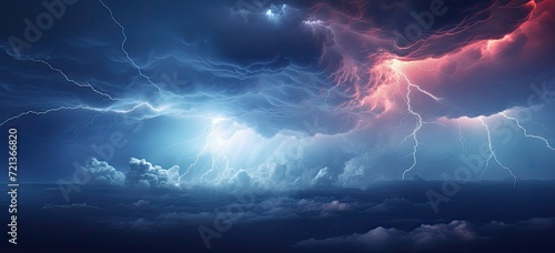 Dark and ominous storm clouds with rain, forming a striking abstract background filled with the rumble of thunder. photo