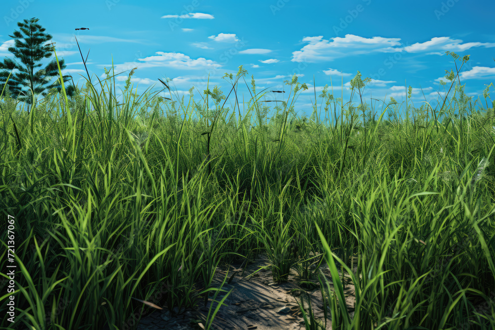 Green grass in the sunlight. Shallow depth of field. Selective focus Green grass in the sunlight. Shallow depth of field. Selective focus