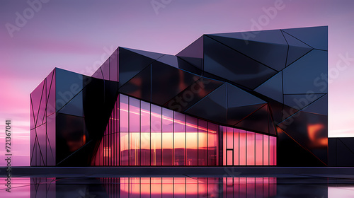 Modern abstract style cube shape building exterior