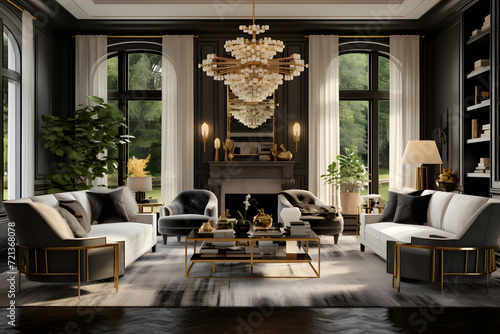 Hollywood Glam living room with velvet upholstery © sugastocks