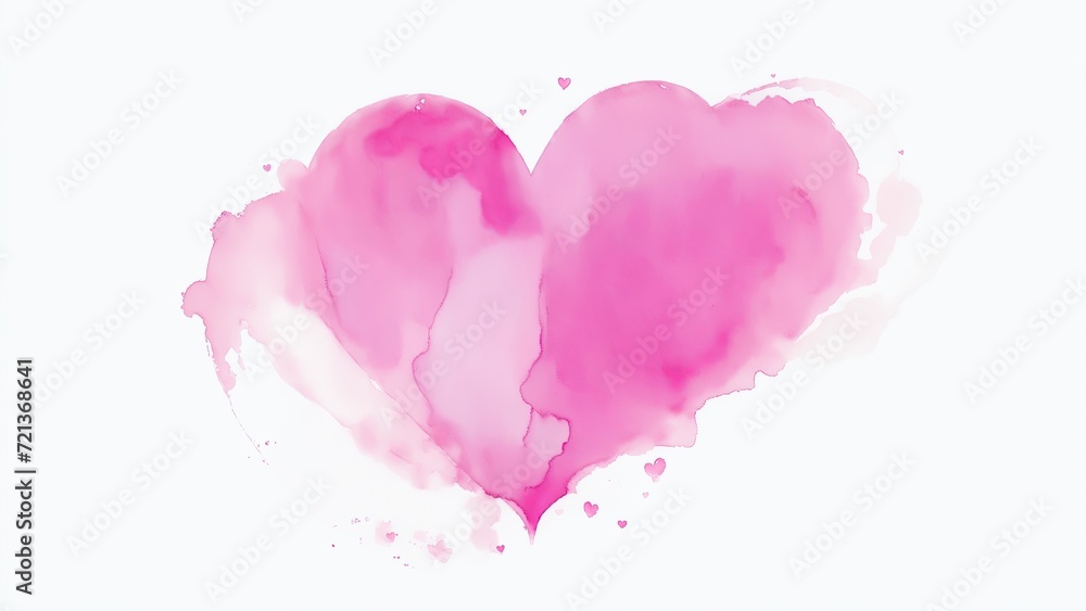 A Pink Watercolor Heart Shape on a white background