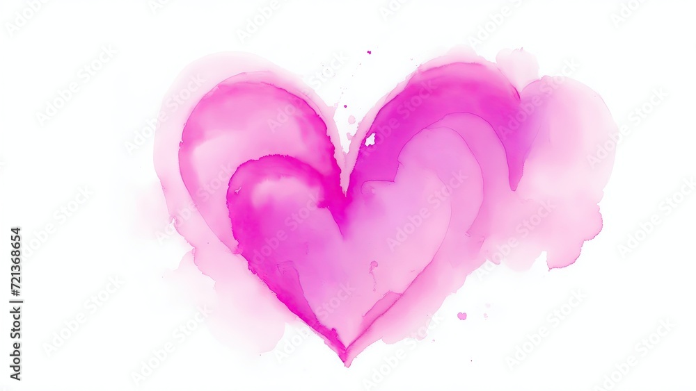A Pink Watercolor Heart Shape on a white background