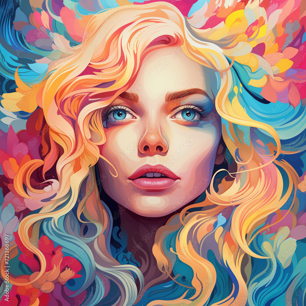 NEO ART Colorful Girl Illustration V2 print 056 NEO ART Colorful Girl Illustration V2 print 056