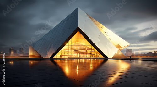 Abstract polygonal building exterior design  conceptual architectural design