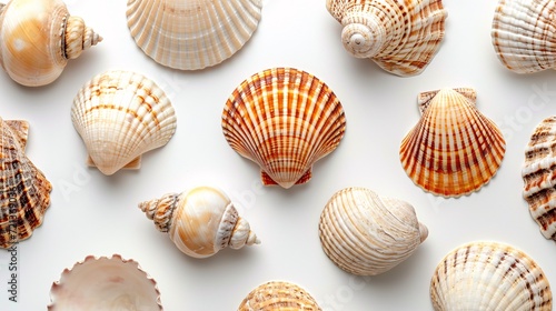 Pristine seashells on a blank backdrop captured in superior resolution.