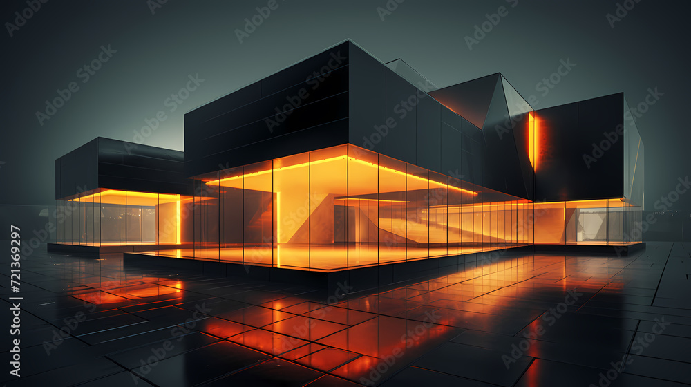 Obraz premium Abstract polygonal building exterior design, conceptual architectural design