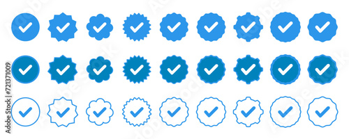 Obraz na płótnie Blue social network icons account verification icon verified icon profile set vector checkmarks on white background eps10 w salonie