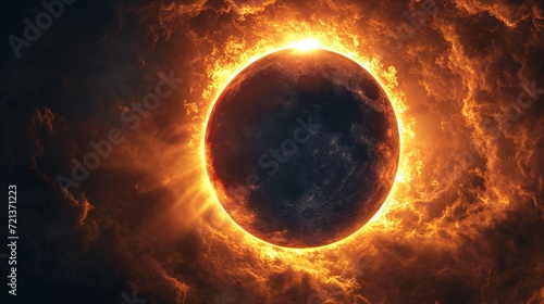 Celestial event where the lunar orb passes in front of the solar sphere, depicted in an image. photo