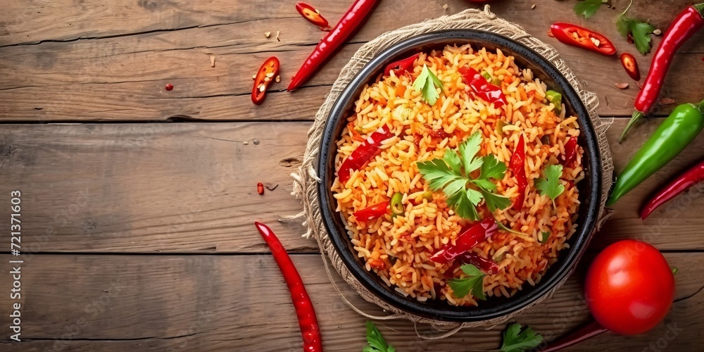 Savory Thai rice dish from the southern region, captured in a top-notch image. - obrazy, fototapety, plakaty 