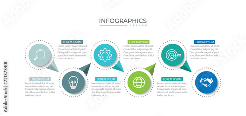Modern infographic template. Creative circle element design with marketing icons. Business concept with 6 options