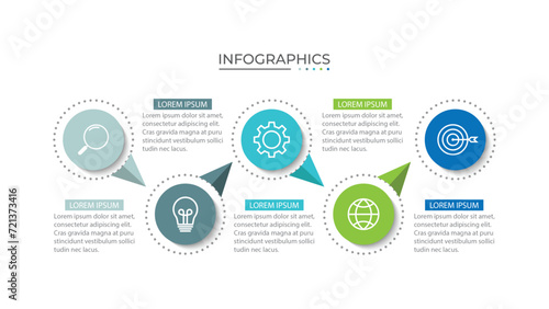 Modern infographic template. Creative circle element design with marketing icons. Business concept with 5 options photo