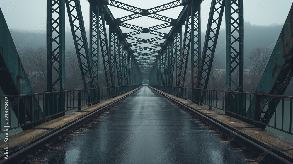 Empty bridge spanning a river