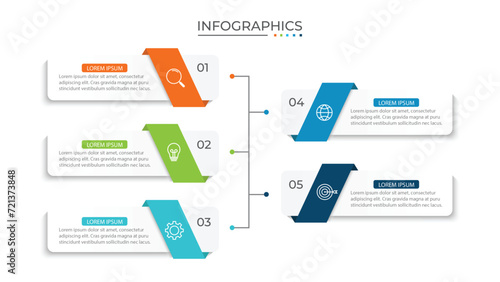 Vector infographic design template with 5 options or steps photo