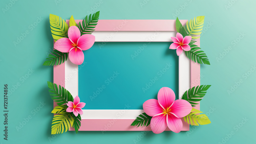 AI generated illustration of a frame with flowers around and copyspace for your text or image AI generated illustration of a frame with flowers around and copyspace for your text or image