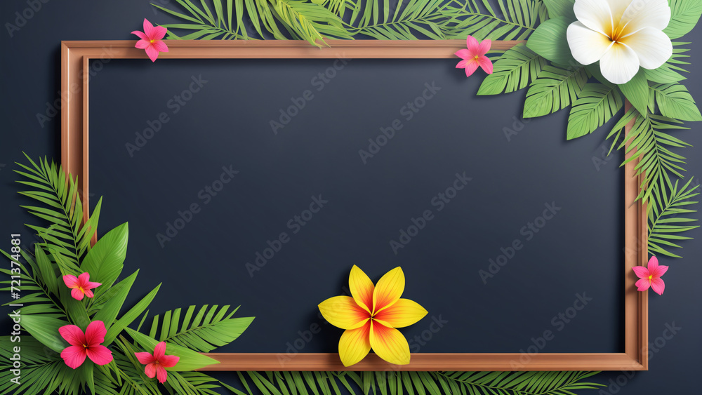 AI generated illustration of a frame with flowers around and copyspace for your text or image AI generated illustration of a frame with flowers around and copyspace for your text or image