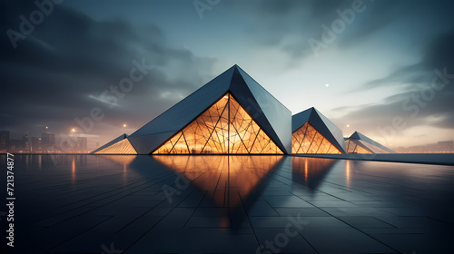 Modern polygonal building exterior design  future architecture