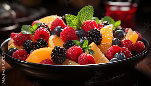 Healthy eating Fresh fruit salad  a gourmet summer dessert generated by AI