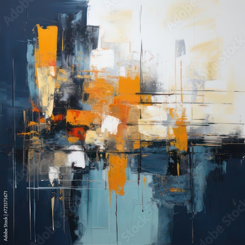 an abstract painting illustrating random brush strokes and color placement