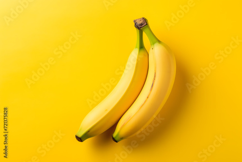 flat lay banana in yellow background