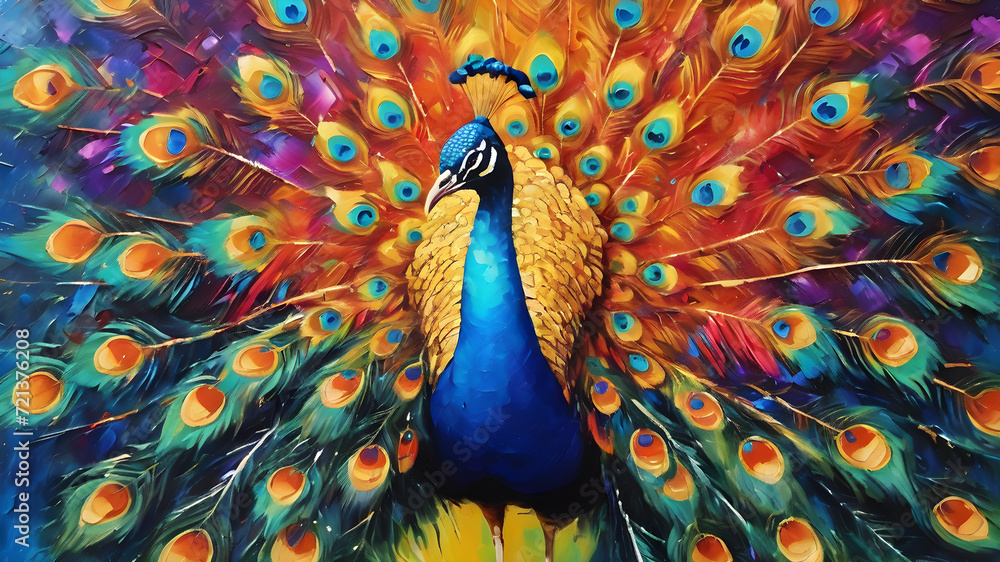 Fototapeta premium Colorful peacock painting
