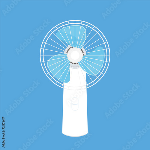 Hand fan in flat style. Modern electric fan different types colors set realistic vector illustration.