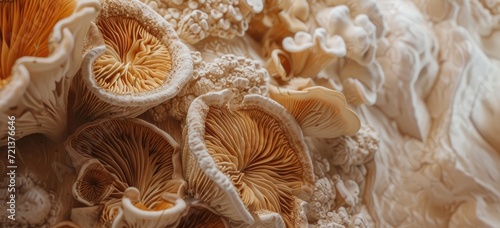 The intricate texture of mushrooms forms an enchanting wallpaper backdrop.