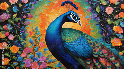 Colorful peacock painting