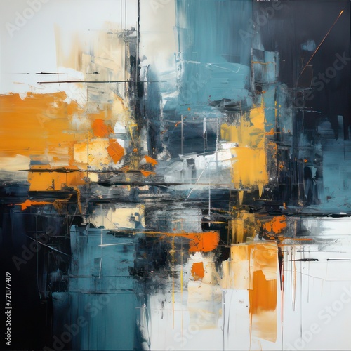 an abstract painting illustrating random brush strokes and color placement