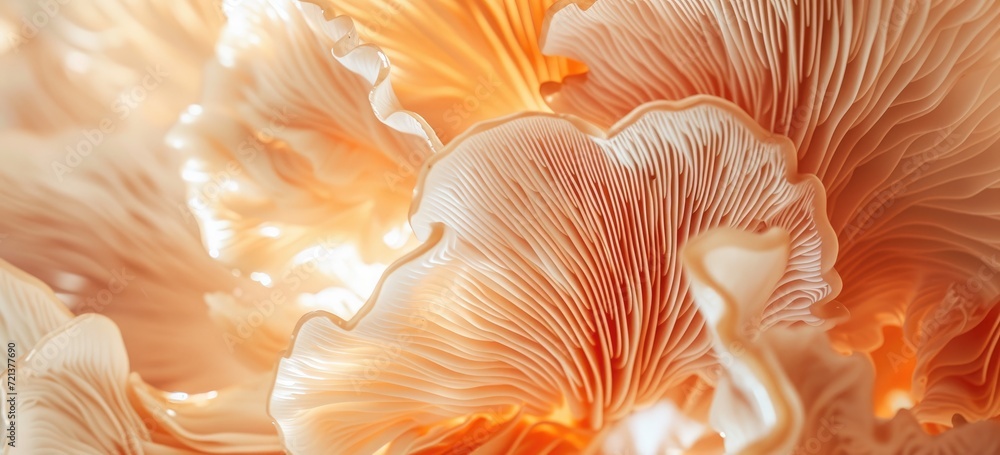 The intricate texture of mushrooms forms an enchanting wallpaper backdrop. The intricate texture of mushrooms forms an enchanting wallpaper backdrop.